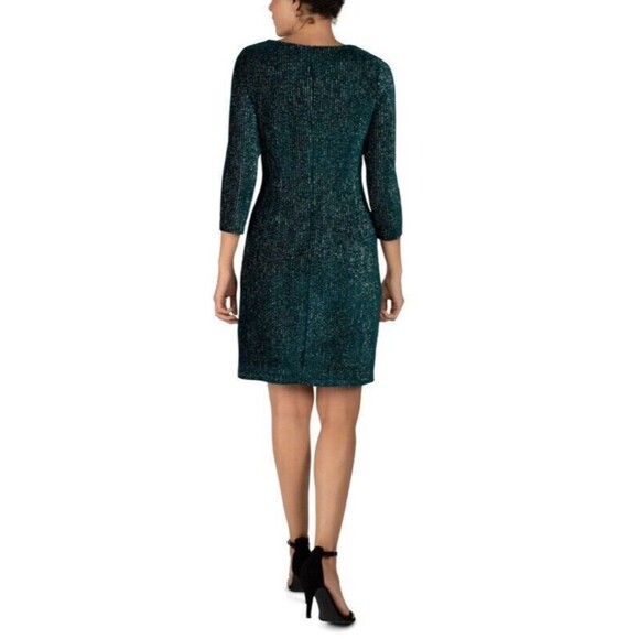 NWT Julia Jordan Black‎ Velvet Sequin Sheath Dress 3/4 Sleeve Party Cocktail - Picture 5 of 15